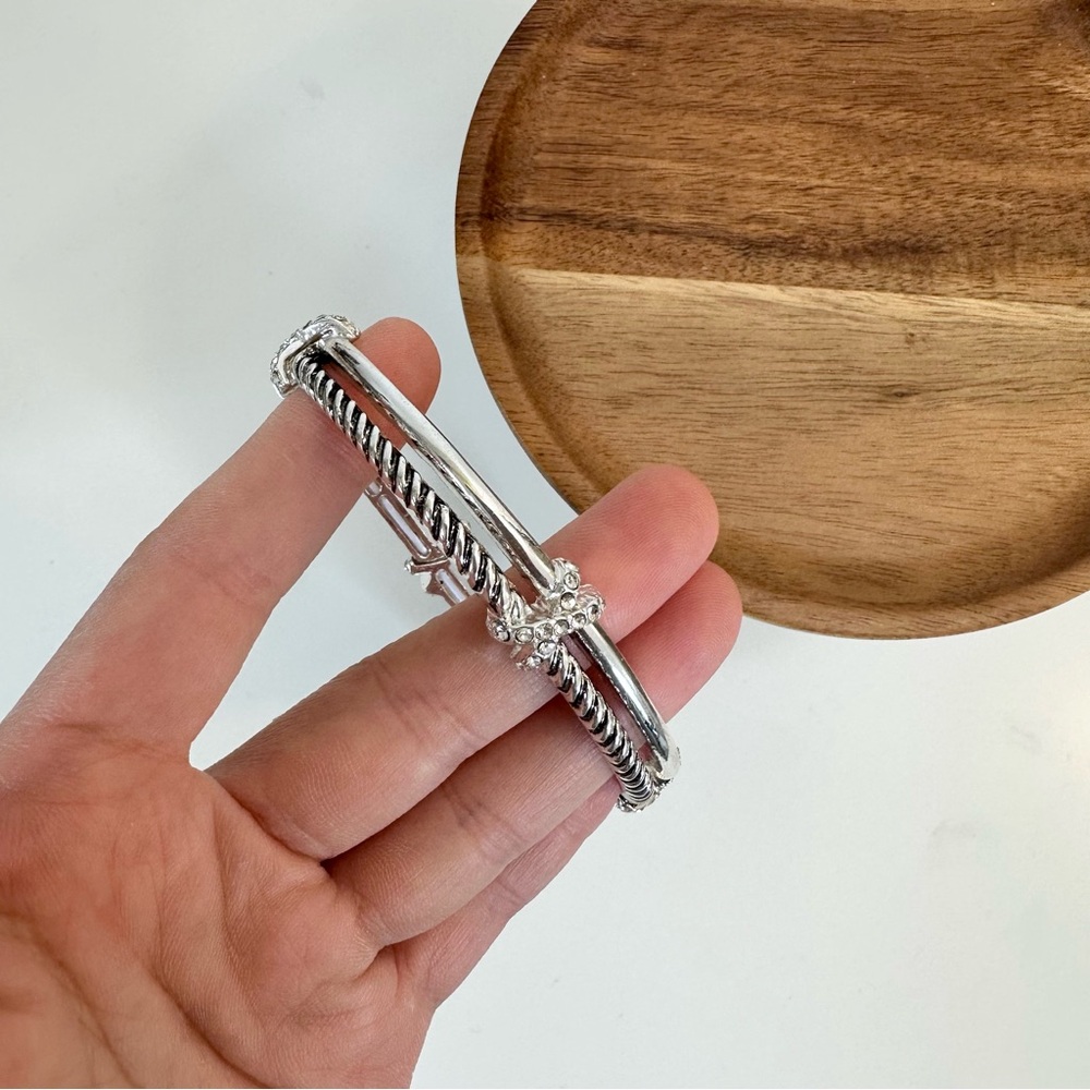 Dana Buchman Silver Cross Knots Stretchy Bracelet - Picture 1 of 3